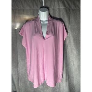 Buffalo David Bitton Women's Knit V-Neck with Cap Sleeve Blouse,Fondant Pink, XL